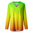 thumbnail image 3 of ZMHEGW Womens T Shirts Loose Autumn Winter V Neck Gradient Printed Long Sleeve T-Shirts For Women Trendy Top, 3 of 4