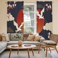 thumbnail image 2 of Japanese Style Kitchen Curtain for Berdoom Living Room Cafe 72 Inch Length, Modern Cranes Cherry Flower Wave Red Blue Tiers Curtains Light Filtering Drapes Window Treatment 2 Panels 52"Wx72"L, 2 of 8