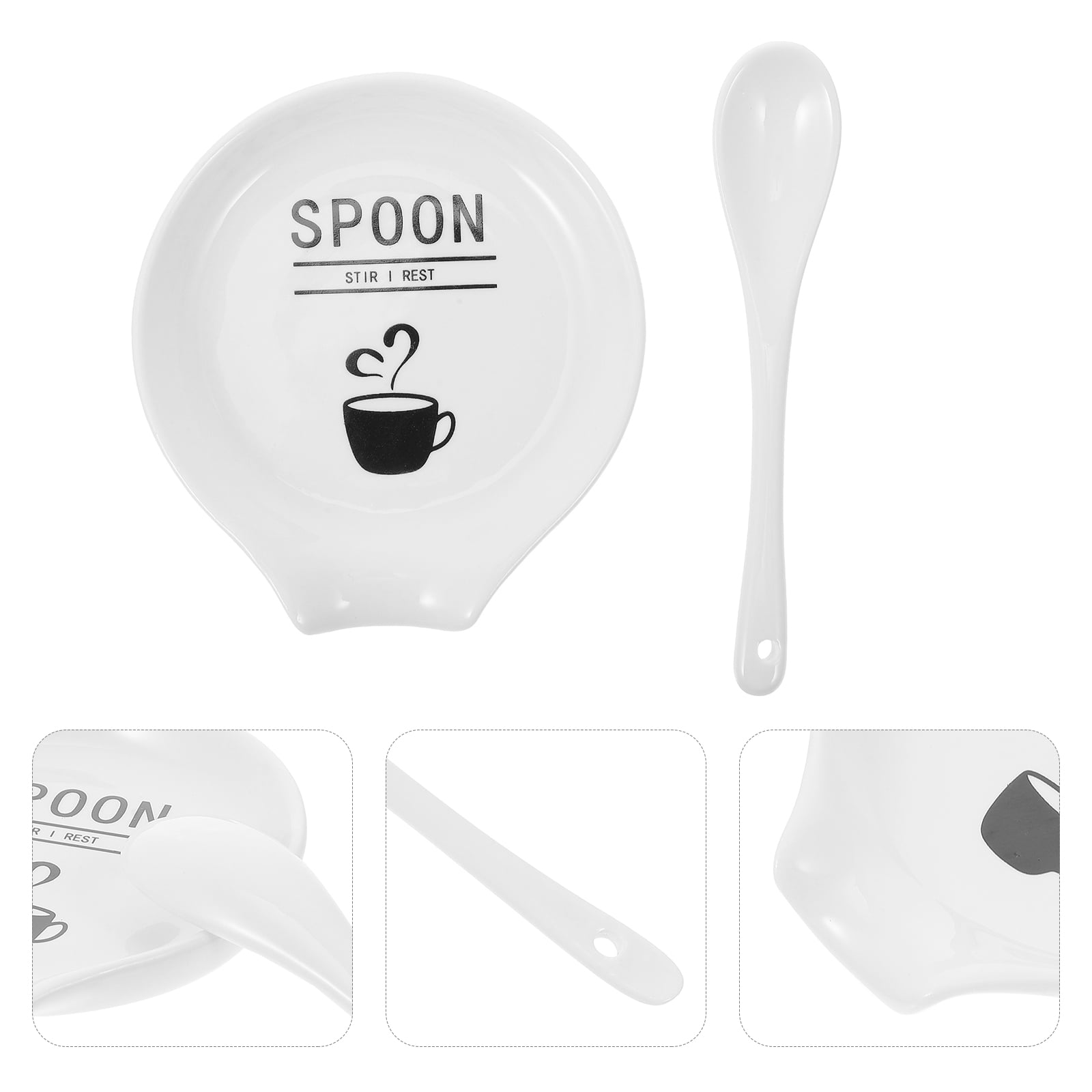NUOLUX Spoon Small Rest Spoons Spoon Holder Kitchen Utensil Ceramic Rest  Little Holder White Kitchen Racks Cooking White Soup 