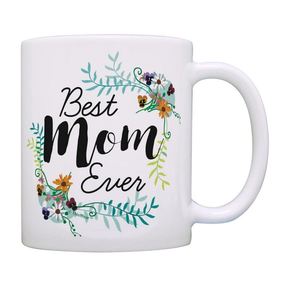 ThisWear Best Mom Mug Best Mom Ever Floral Cup Sentimental Birthday Gifts for Mom Coffee Mug Multi
