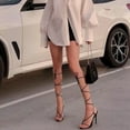 thumbnail image 1 of CEHVOM 2021 Summer Cross Straps Roman Style Hollow High-heeled Sandals Women, 1 of 6