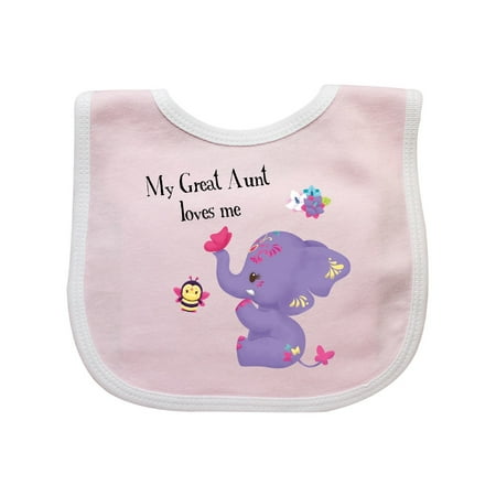 Great Aunt Bib - Great Aunt Loves Me Purple Elephant Cute Baby Bib