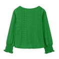 thumbnail image 7 of BLVB Girls' Long Sleeve T Shirts Summer Outfits Cute Crewneck Eyelet Basic Tees Ruffle Casual Blouse for 6-14Y, 7 of 7