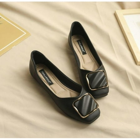 

Single-shoe female 2023 new autumn fairy style soft soft bottom flat shoes with shallow mouth and versatile square toe bean shoes