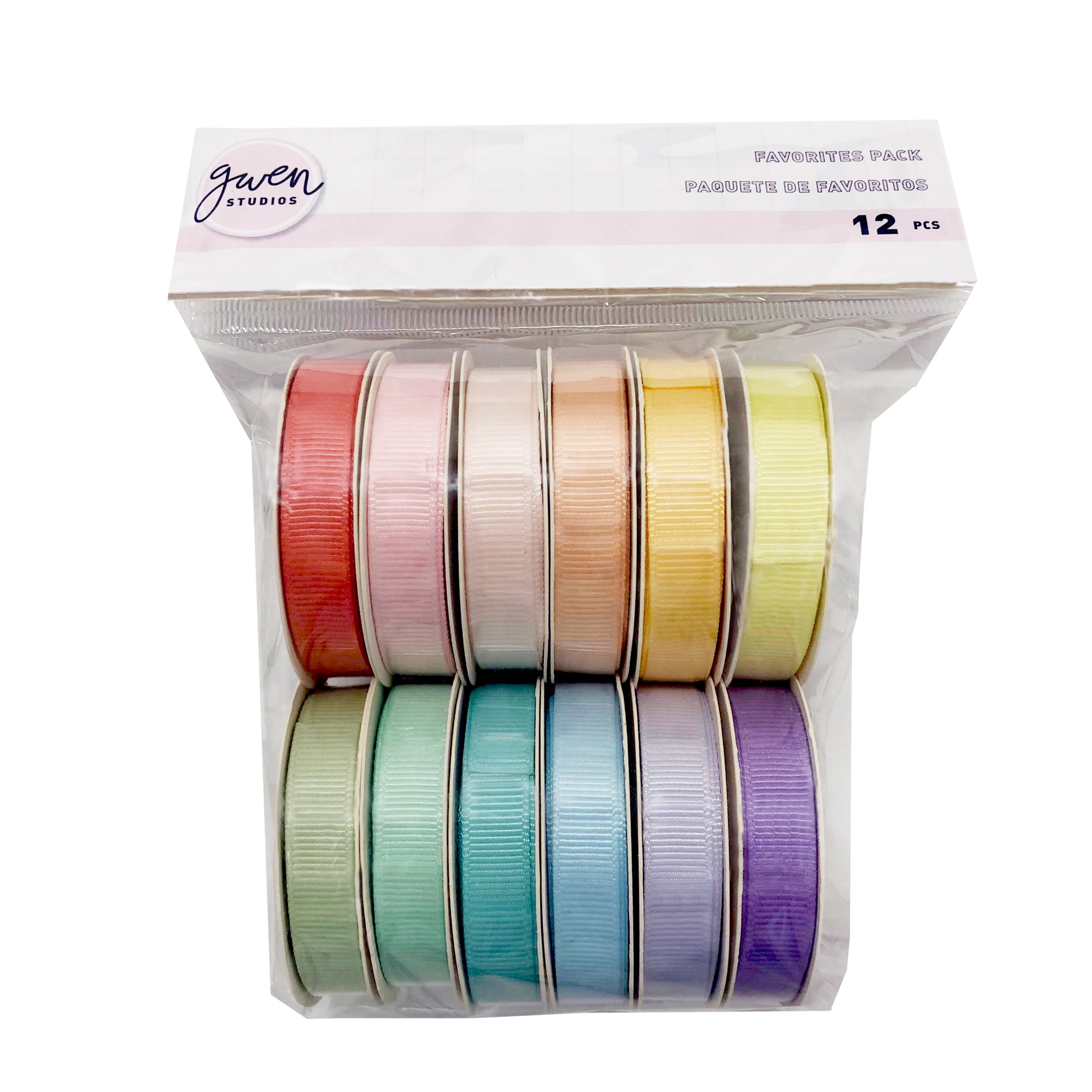 Solid Satin Ribbon Pack, 12 Bright Colors, 3/8 x 36 Yards by Gwen Studios