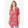 thumbnail image 2 of Roaman's Women's Plus Size Angelina Crinkle Crepe Y-Neck Short Sleeve Tunic, 2 of 6
