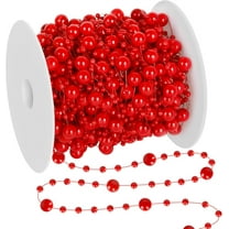 Christmas Tree Beads Garland Decoration,NOGIS 98.4 Feet Silvery Pearl Strands Chain for Christmas Tree Decor,Crafts and Holiday Decor (Red)