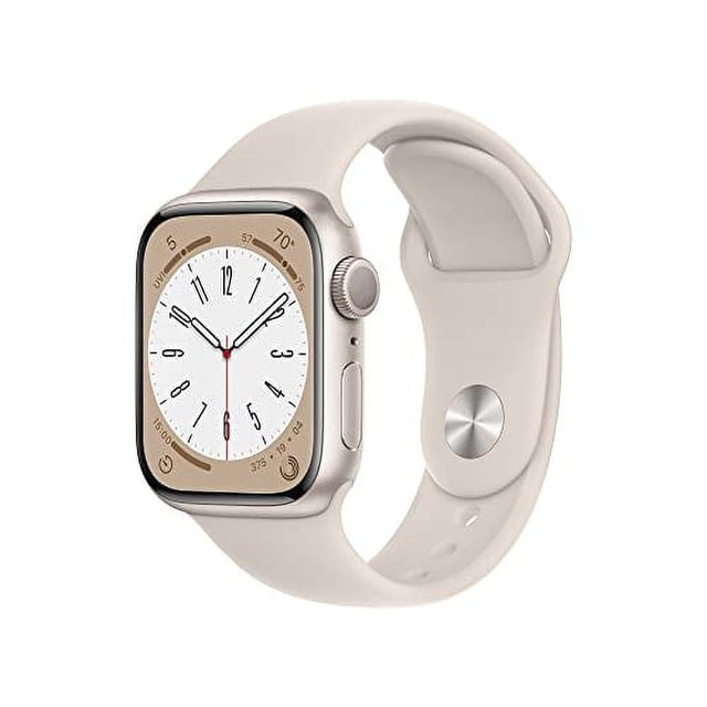 Apple Watch Series 8 GPS Caja de Aluminio Starlight de 41 Mm con Correa Deportiva Starlight - S/M. Rastreador de Actividad Física, Aplicaciones de ECG y Oxígeno en Sangre, Pantalla Retina Siempre Acti