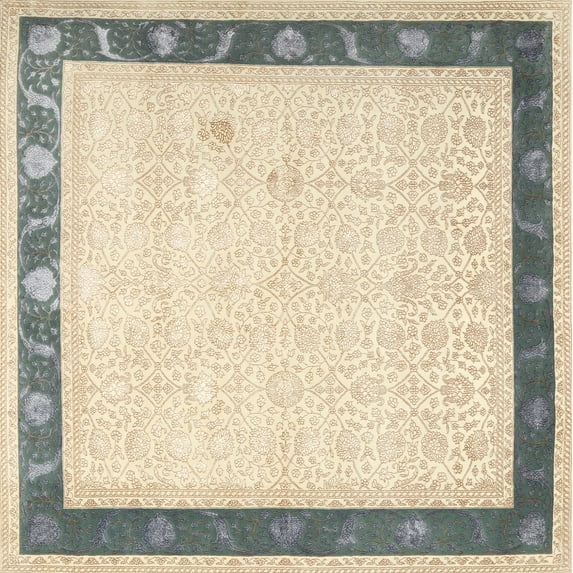 Ahgly Company Machine Washable Indoor Rectangle Traditional Gold Area Rugs, 7' x 10'