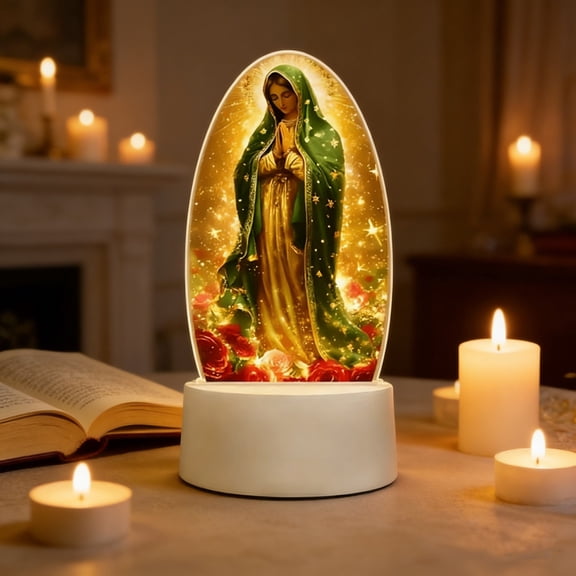 Virgin Mary Prayer Night Light, 2026 New Elegant Religious Statue Lamp, LED Devotional Table Lamp, Soft Eye Protection Night Lights, Home Decor for Bedroom Living Room