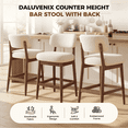 thumbnail image 6 of Hawsaiy Counter Height Bar Stools Set of 4, Mid Century Modern Boucle Barstools with Solid Wood Frame, Upholstered Kitchen Island Stools with Backrest & Footrest, White, 6 of 13
