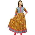 thumbnail image 2 of Bimba Women's Long Printed Cotton Anarkali Kurta Kurti Indian Ethnic Bollywood Dress Clothing, Multicolor, 4, 2 of 5