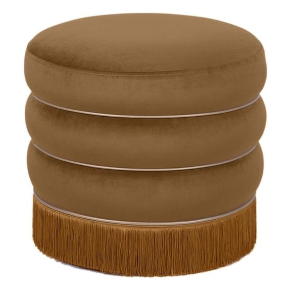 Maklaine Retro Modern Upholstered Velvet Ottoman in Chocolate Finish