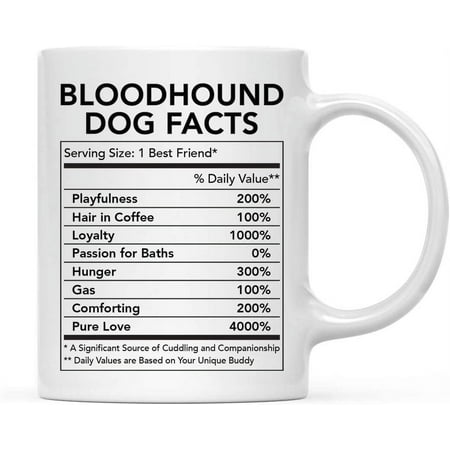 

Funny Dog Lover s 11oz. Ceramic Coffee Mug Gift Bloodhound Nutritional Facts 1-Pack Dog Mom Dad Birthday Christmas Ideas