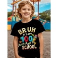 thumbnail image 1 of Teen Celebration of Back-to-School 100 T-Shirt - Fun "Brother, Today is My First of School" Design with Color Pencils and Stars, Soft Breathable Comfortable Short Sleeve Tee, 1 of 5