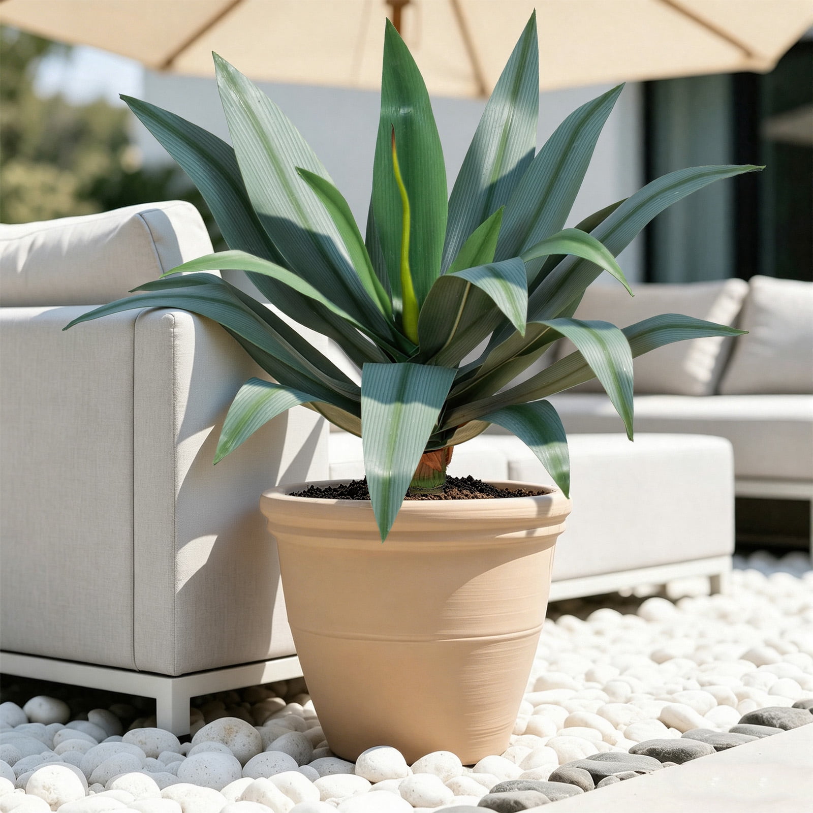 16in Faux Agave Plant, UV Protected Green Artificial Agave, Unpotted Mini Fake Succulent for Indoor Outdoor Decoration