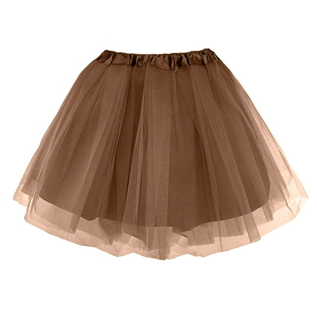 Gibobby faldas para mujer Falda tutú Falda de malla forrada de capas Falda de ballet Falda tutú(Café, Talla única)