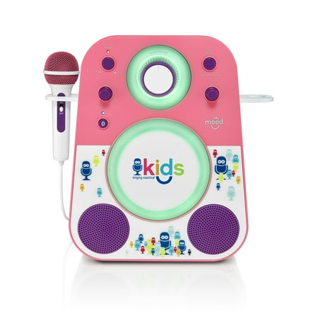 UPC: 0047237002537 | Singing Machine Kids Mood LED Glowing Bluetooth Sing-Along Speaker w/Wired Youth Microphone SML250PP Pink/Purple
