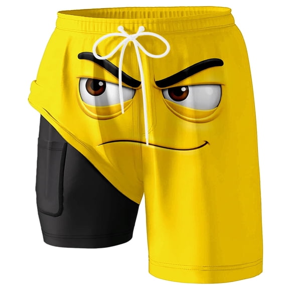 Men's Beach Ready Swim Trunks with Print for Casual Summer Outdoor Water Activities and Everyday Wear