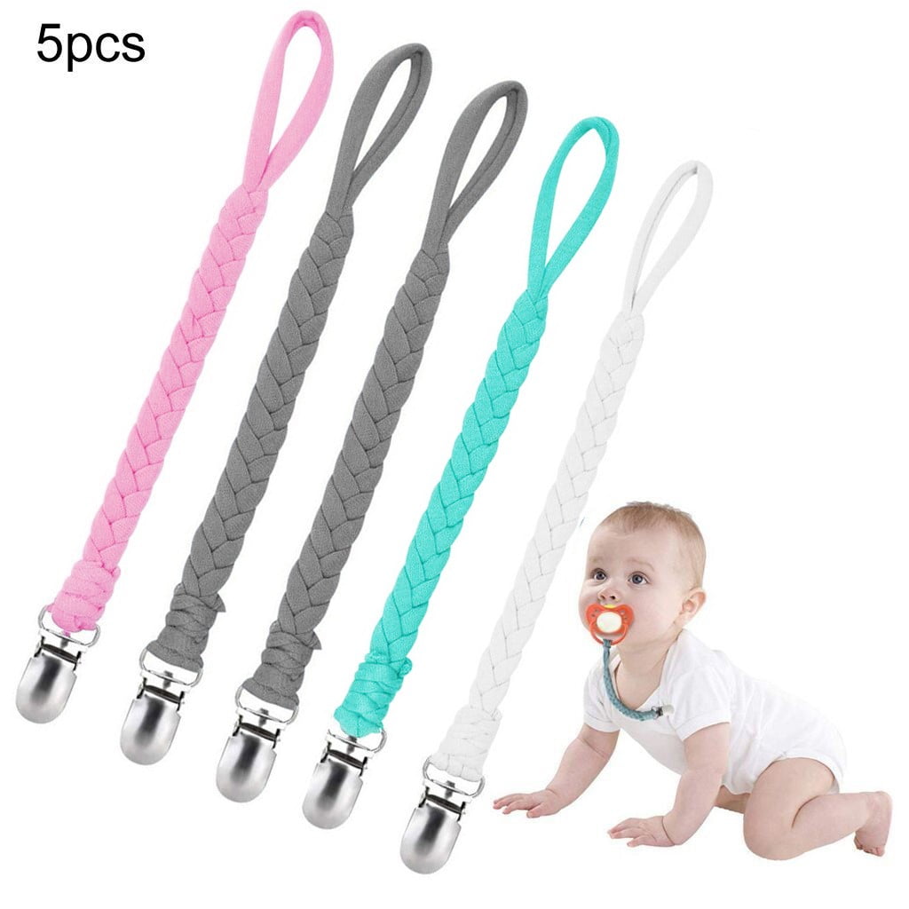 Pacifier Clip 5-Pack Premium Quality Baby Pacifier Holder Universal Leash 