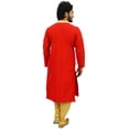 thumbnail image 6 of Atasi Classic Red Men's Dupion Kurta Pyjama Party Wear Designer Shirt-M, 6 of 7