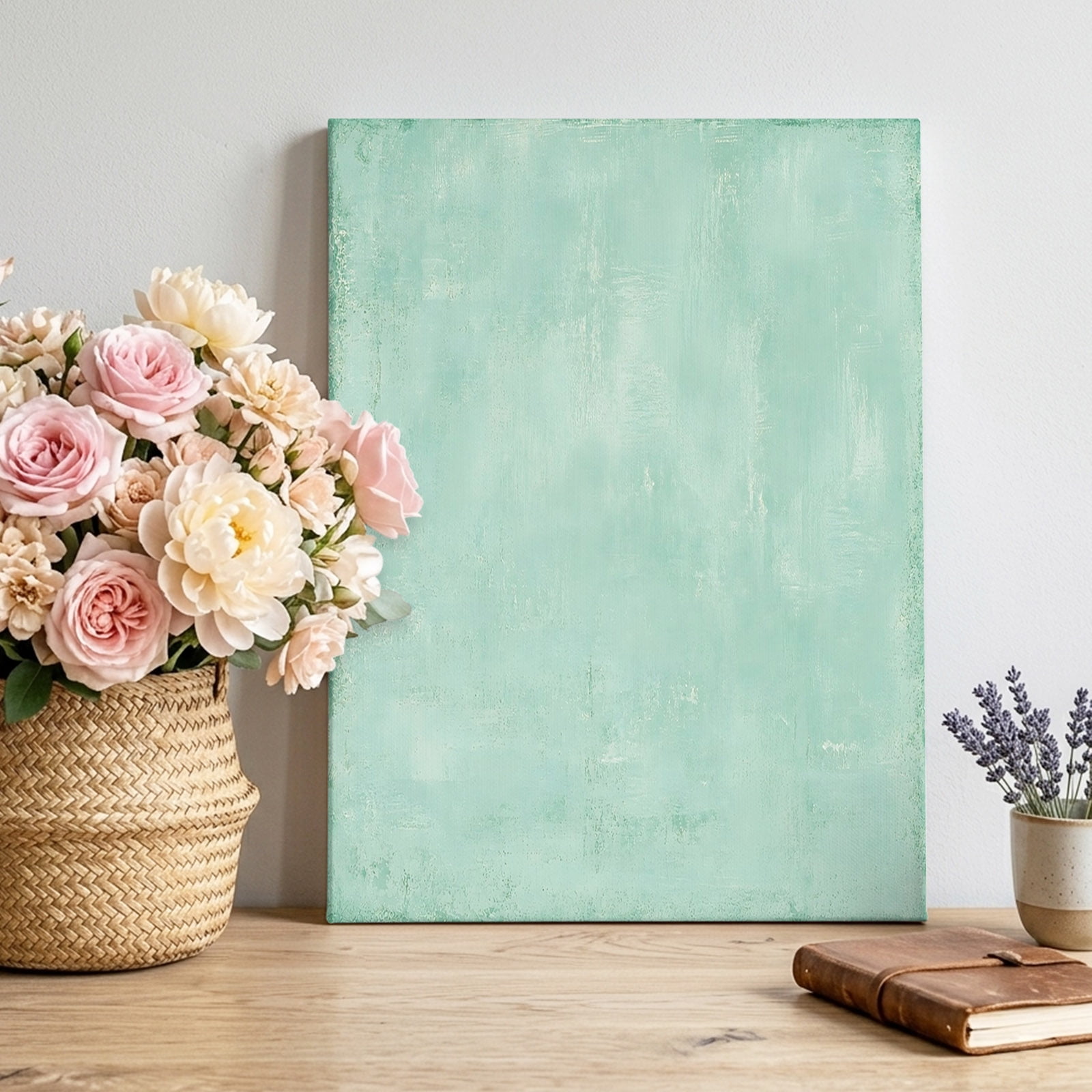 Canvas Wall Art Mint Green Framed Canvas Prints for Living Room Bedroom Modern Simple Abstract Painting Art Gallery Wrapped Wall Decor for Home Office Gifts 12 x16 Ship Next Day