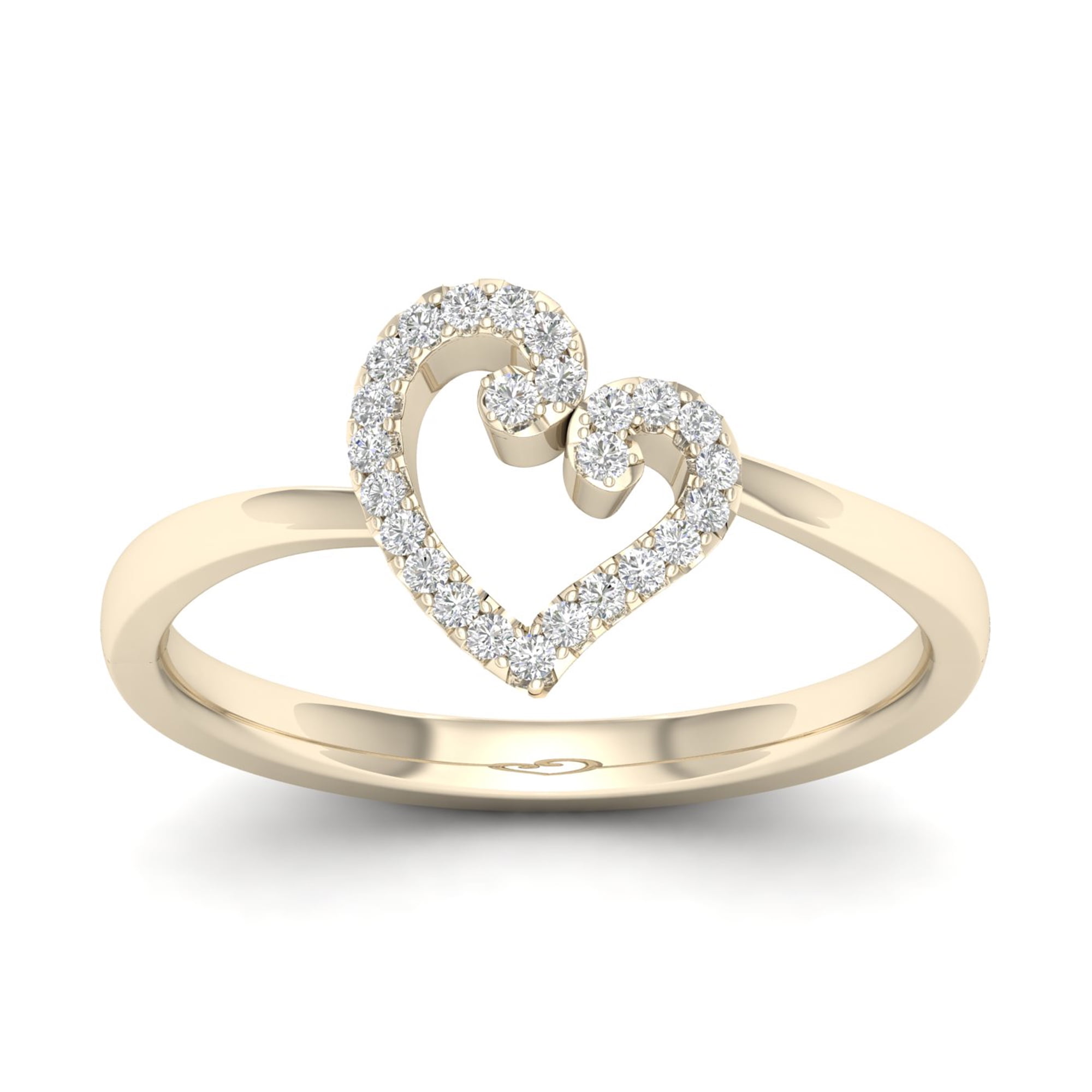 1/10Ct TDW Diamond 10k Yellow Gold Open Heart Fashion Ring - Walmart.com