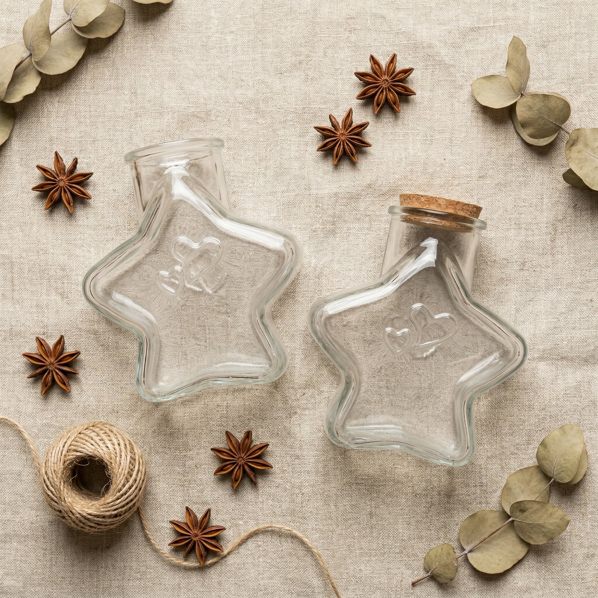 Unique Bargains 2pcs Vintage Glass Jars Storage Bottles Star Shaped 4.6"L x 3"W x 5.4"H