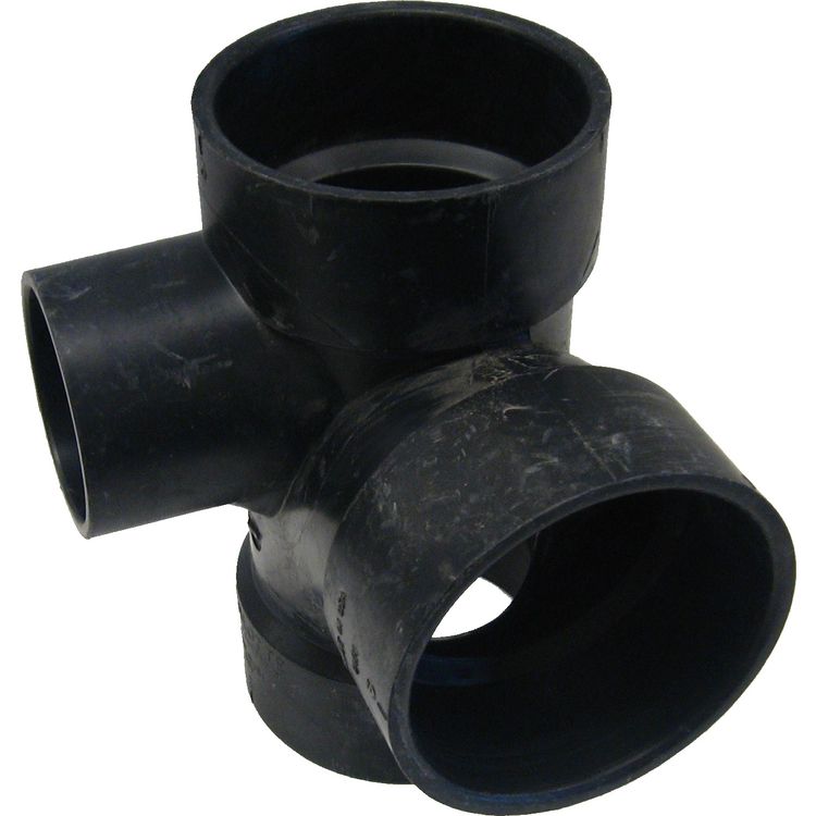 3 Inch ABS Tee with 2 Inch Left Inlet, ABS Construction