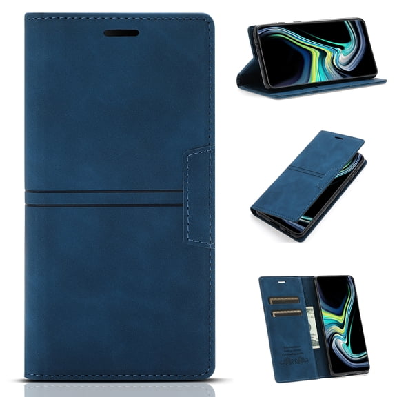 Allytech Cover for Galaxy S22 5G 2022(6.1 inch), PU Leather Flip Folio Kickstand Card Slots Holder Shockproof TPU Inner Wallet Shell Case for Samsung Galaxy S22 2022, Blue