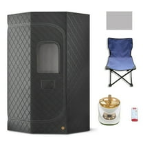 Portable  Steam Sauna Tent Home, Full Body Sauna Spa with 1 Steamers and 1 Folding Chairs Black, Electric, Foldable, High Temperature, Anti-Drying and Leak-Proof,1500W