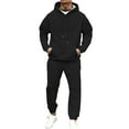 thumbnail image 3 of Hogleaql Mens Hoodie Sweatsuit 2 Piece Solid Color Relaxed Fit Hoodie Jogging Athletic Pants Set Casual Winter Suit with Pockets Black 2XL, 3 of 7