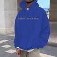 thumbnail image 6 of PMVFHDE Hoodie Men Solid Color Loose Fit Daily Casual Winter Letter Print Pullover Hooded Sweatshirt for Men Blue,XL, 6 of 8