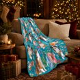 thumbnail image 3 of Australian Shepherds with Teal Flowers, Cheerful Botanical Style for Dog Lovers, Bright Pet Garden Pattern and Birthday Gift, Cozy Flannel Blanket for Playroom and Bedroom, Home Decor, 3 of 9