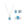 Brilliance Fine Jewelry Simulated Blue Topaz 3-Piece Silvertone 3-Piece Set