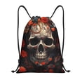 thumbnail image 1 of Kdxio Vintage Butterfly Flower Skull Pattern Drawstring Bag for Gym Sports School Travel Lightweight Sackpack with Adjustable Cords Waterproof Fabric-Small, 1 of 6