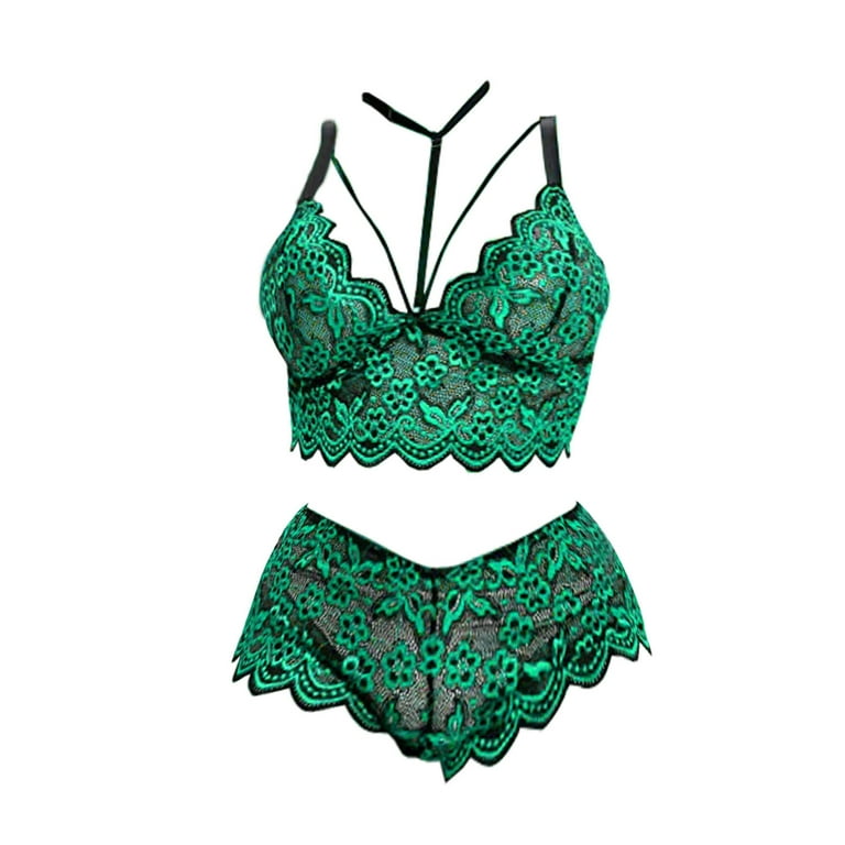 Buy FIMS - Fashion is my style Cotton Lycra Net Bra Panty Set for Women,  Non-Padded, Non-Wired, Seamed, Floral Print, Green, Cup-B, Size - 30 at