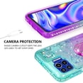 thumbnail image 5 of Phone Cover Compatible for Moto One 5G Case, Moto G 5G Plus Case, Moto One Lite Case Liquid Floating Quicksand with Diamond Ring Stand for Magnetic Car Mount and Lanyard - Purple on Teal, 5 of 5