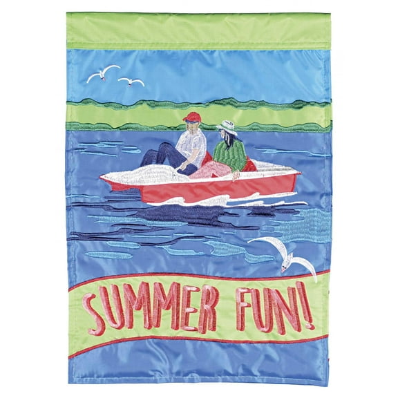 Dicksons Magnolia Garden Summer Fun Pedal Boat Blue 18 x 13 Polyester Outdoor Garden Flag