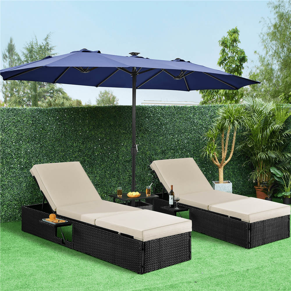 Renwick 13 FT Triple-Size Extra Large Patio Umbrella with Crank, Navy Blue