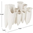 thumbnail image 3 of DecMode 11" Abstract Floral Inspired White Ceramic Vase with Linear Grooves and 10 Openings, 3 of 13