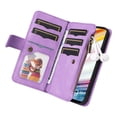 thumbnail image 4 of Multifunctional Case for Motorola Moto G60,Card Slots[RFID Blocking],Durable Flip Folio Kickstand Magnetic Closure Leather Zipper Wallet Wrist Strap Shockproof Case for Motorola Moto G60, Purple, 4 of 12