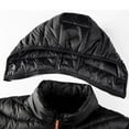 thumbnail image 6 of Mens Jean Jacket Down Alternative Quilted Lightweight Packable Padding Detachable Hood Straight Jacket,Black,M, 6 of 7
