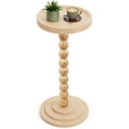 thumbnail image 1 of Table d'Appoint Ronde en Bois et Table à Boisson / Design Robuste et Fonctionnel de Style Mi-Siècle avec Pilier en Bois Massif pour Salon, Chambre, Bureau et Plus, 1 of 9