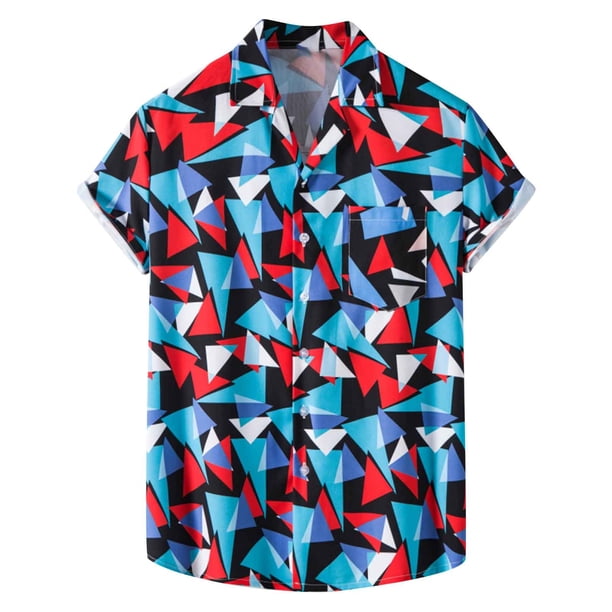 Hombres Casual Botones Playa Sin posicionamiento Estampado floral Turndown Camisa de manga corta Blusa Pompotops oipoqjl49581