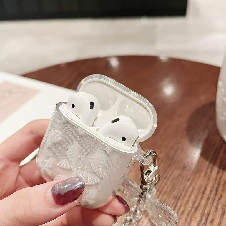 Cute Airpod pro Clear Case with Keychain, Bling Glitter Butterfly