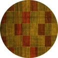 thumbnail image 1 of Ahgly Company Indoor Round Checkered Yellow Modern Area Rugs, 5' Round, 1 of 4