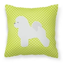 Carolines Treasures BB3845PW1818 Bichon Frise Checkerboard Green Fabric Decorative Pillow