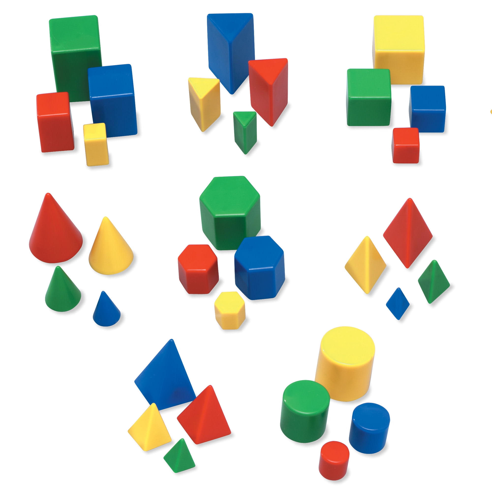 Learning Resources Mini GeoSolids -  Geometry Shapes, Pattern Blocks, Homeschool, Ages 5+