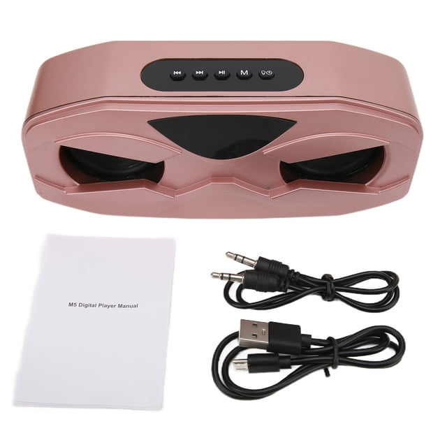 Altavoz con diseño de robot, micrófono incorporado pequeño, altavoz inalámbrico con luz LED duradera, ajustable y transparente (oro rosa)